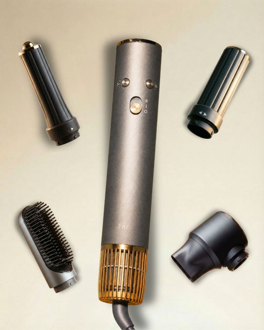 HairFitz Pro - Asciugacapelli multistyler 5 in 1 - 1300 watt - Capelli Mossi Naturali o Ricci definiti- Coni per ricci e capelli mossi inclusi 